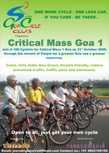 Goa cycle club Critical Mass 1 poster